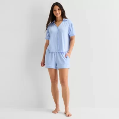 Ambrielle Womens Short Sleeve 2-pc. Pajama Sets