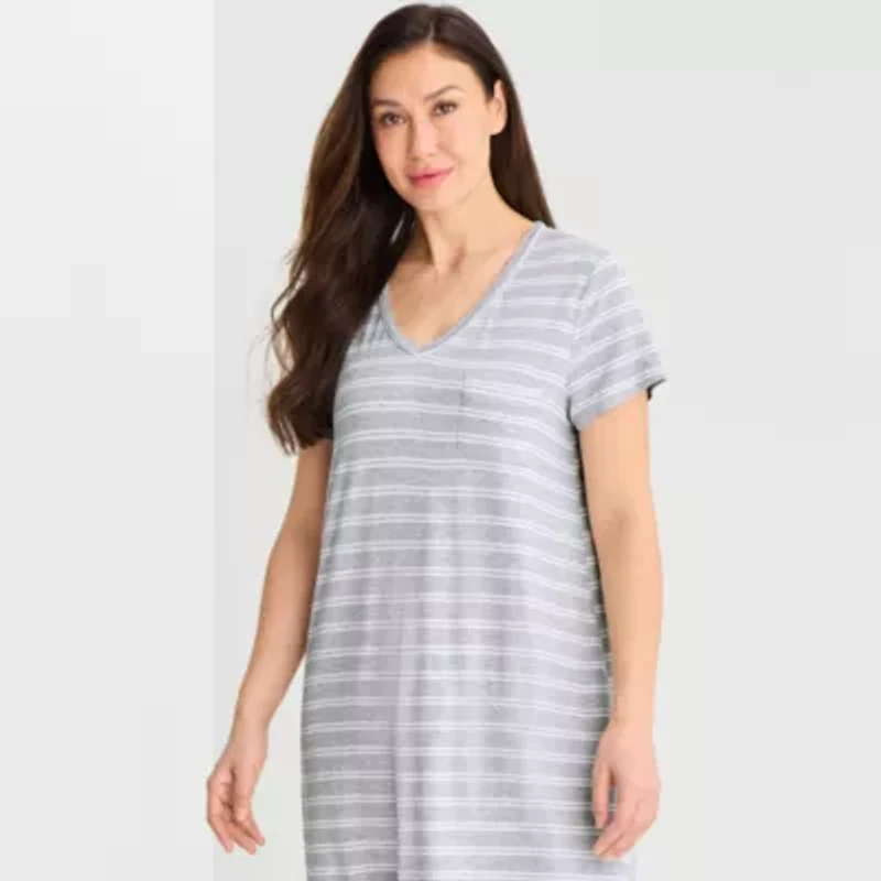 Liz Claiborne Cool and Calm Womens Short Sleeve Crew Neck Nightshirt