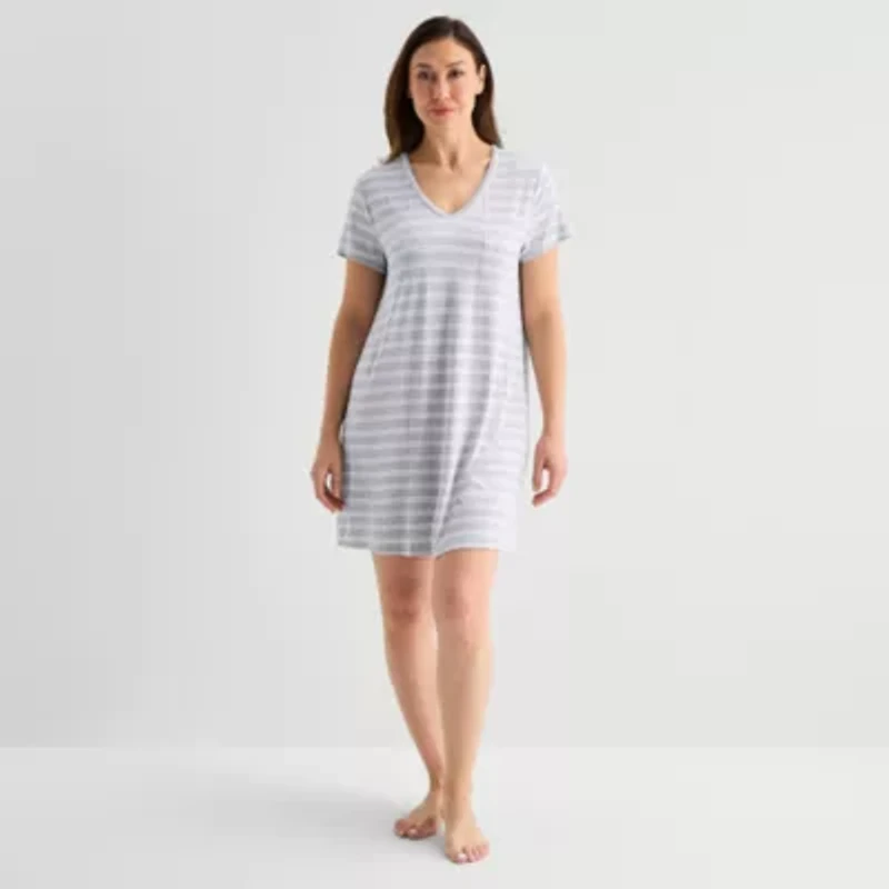 Liz Claiborne Cool and Calm Womens Short Sleeve Crew Neck Nightshirt