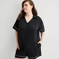 Ambrielle Womens Short Sleeve 2-pc. Plus Pajama Sets