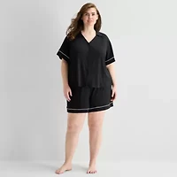 Ambrielle Womens Short Sleeve 2-pc. Plus Pajama Sets