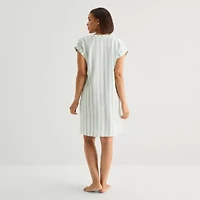 Liz Claiborne Womens Short Sleeve Y Neck Nightshirt