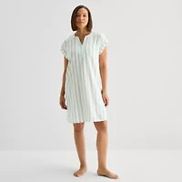 Liz Claiborne Womens Short Sleeve Y Neck Nightshirt