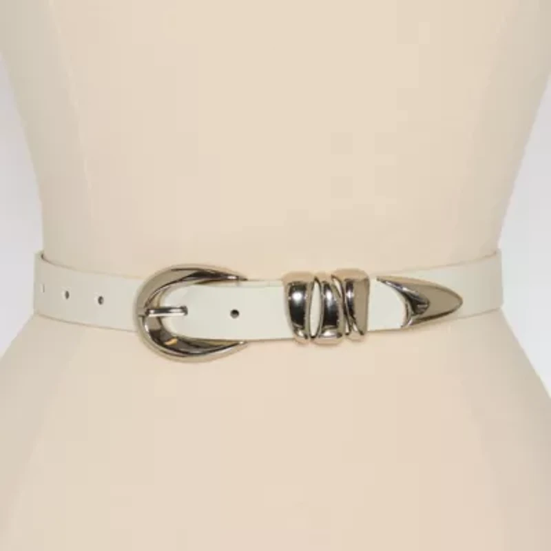 Worthington Oval Buckle Pant Belt With Triple Keeper Womens