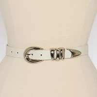 Worthington Oval Buckle Pant Belt With Triple Keeper Womens