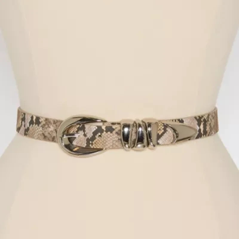 Worthington Oval Buckle Pant Belt With Triple Keeper Womens