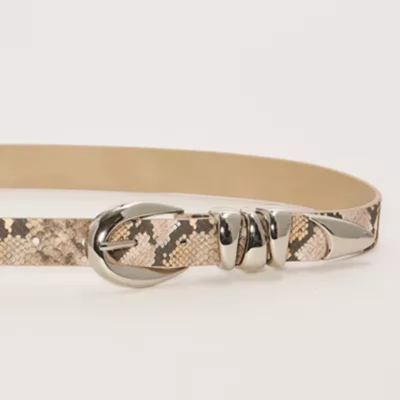 Worthington Oval Buckle Pant Belt With Triple Keeper Womens