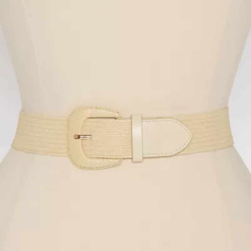 Liz Claiborne Stretch Raffia Belt With Covered Buckle Womens