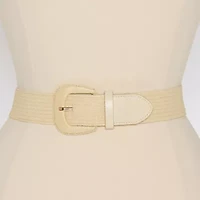 Liz Claiborne Stretch Raffia Belt With Covered Buckle Womens