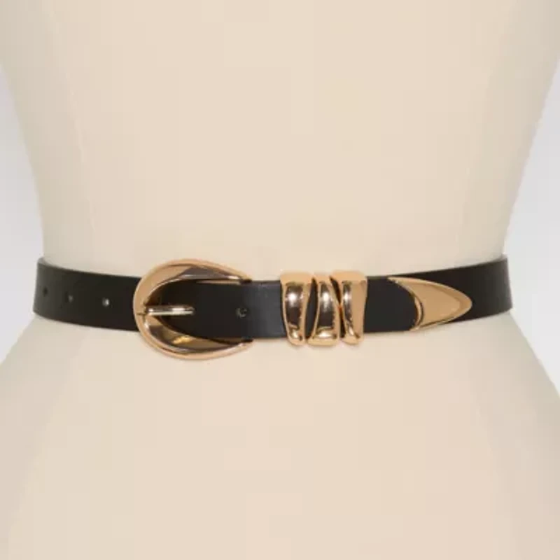Worthington Oval Buckle Pant Belt With Triple Keeper Womens