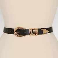 Worthington Oval Buckle Pant Belt With Triple Keeper Womens