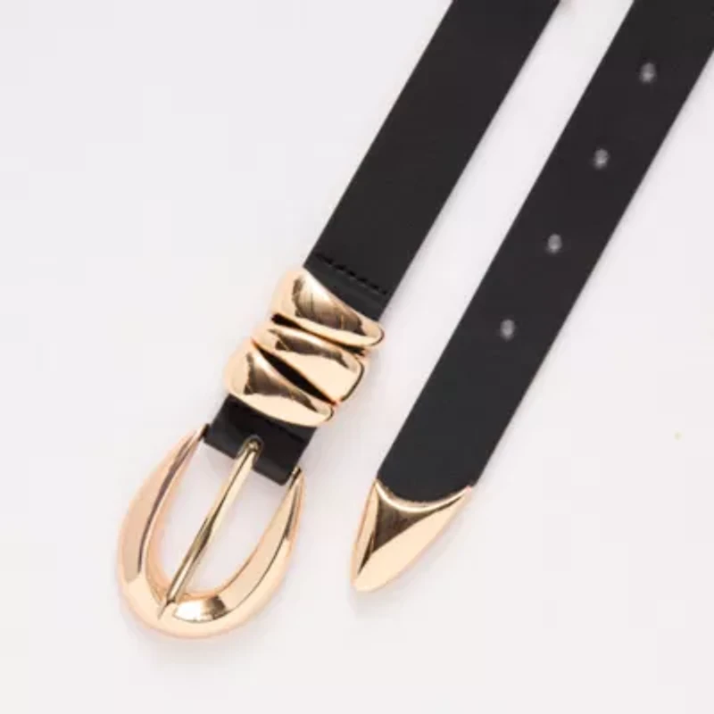 Worthington Oval Buckle Pant Belt With Triple Keeper Womens