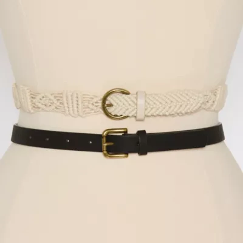 a.n.a Macarame And Solid 2-For-1 Belt Set Womens