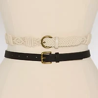 a.n.a Macarame And Solid 2-For-1 Belt Set Womens