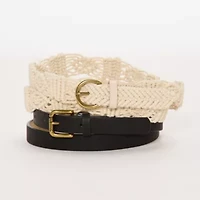 a.n.a Macarame And Solid 2-For-1 Belt Set Womens