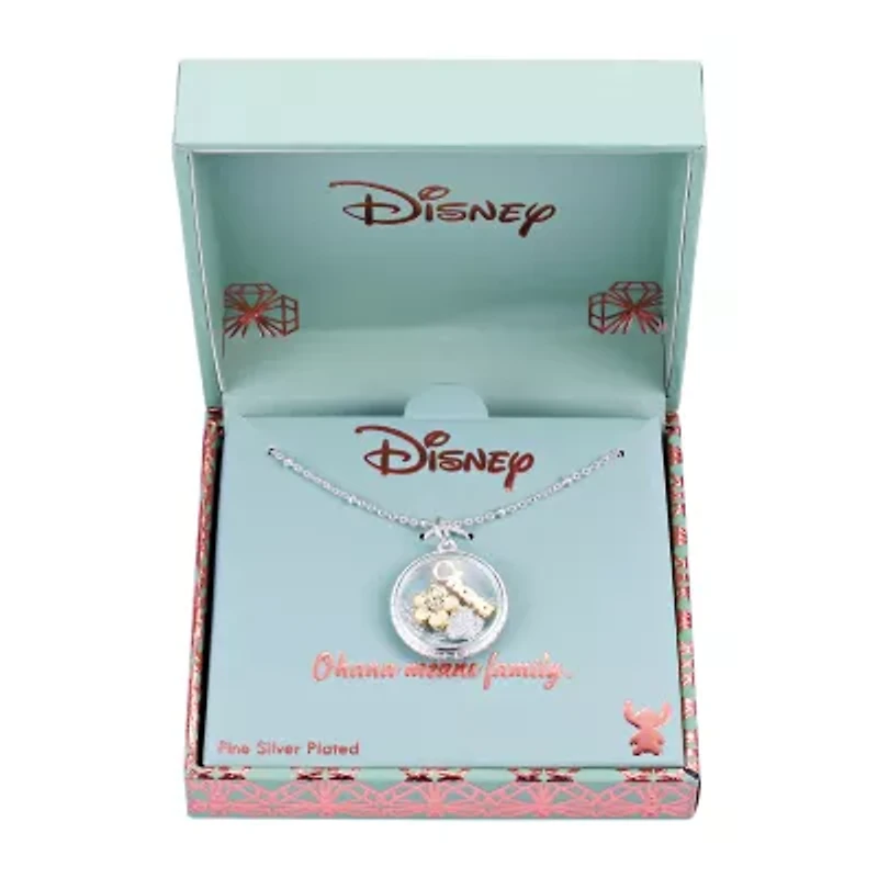 Disney Classics Ohana Womens Crystal Flower 16 Inch Pendant Necklace