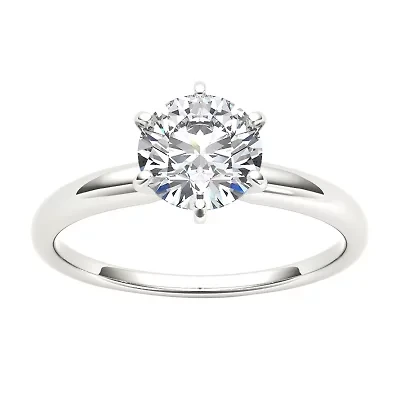 Womens 1 CT. Natural White Diamond 14K Gold Round Solitaire Engagement Ring