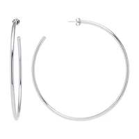 Sterling Silver Round 86 MM Hoop Earrings