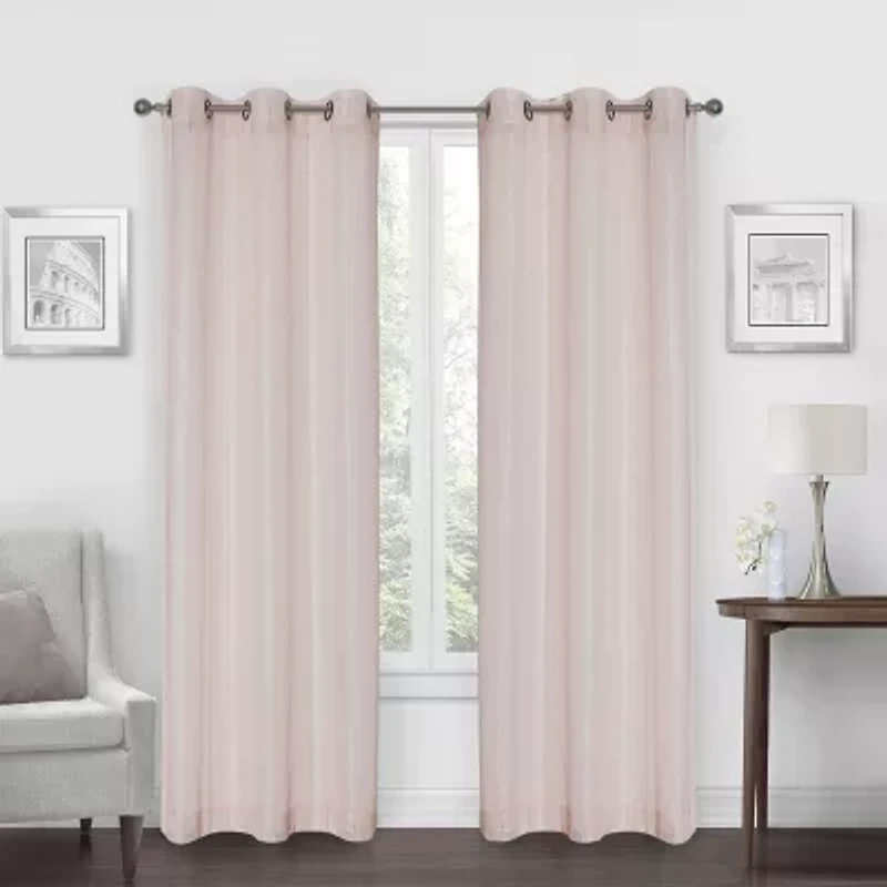Regal Home Hemstitch Metallic Grommet Top Sheer Set of 2 Curtain Panel
