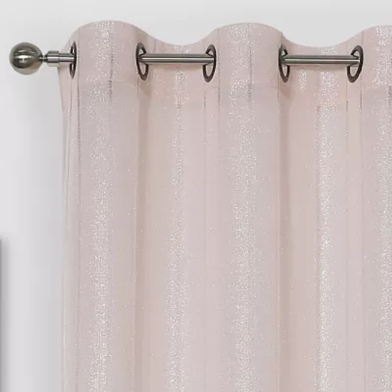 Regal Home Hemstitch Metallic Grommet Top Sheer Set of 2 Curtain Panel