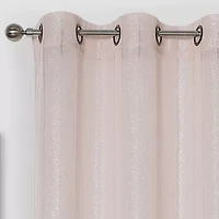 Regal Home Hemstitch Metallic Grommet Top Sheer Set of 2 Curtain Panel