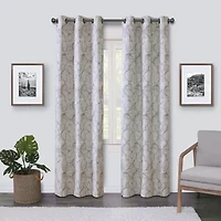 Max Blackout Emerson Scroll Grommet Top 100% Single Curtain Panel