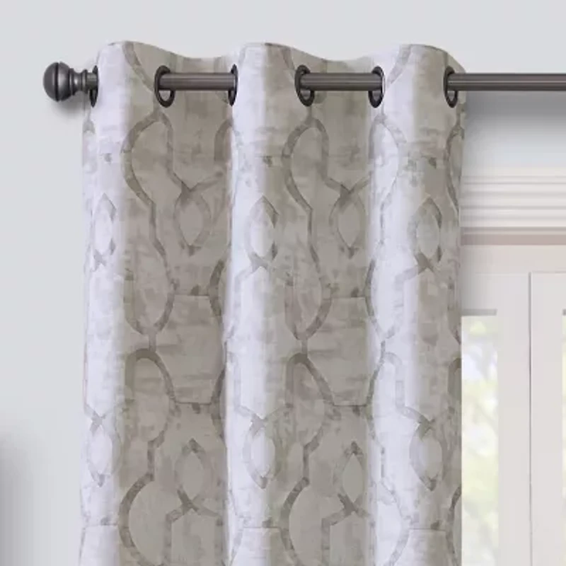 Max Blackout Emerson Scroll Grommet Top 100% Single Curtain Panel