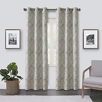 Max Blackout Emerson Scroll Grommet Top 100% Single Curtain Panel