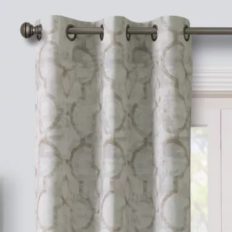 Max Blackout Emerson Scroll Grommet Top 100% Single Curtain Panel