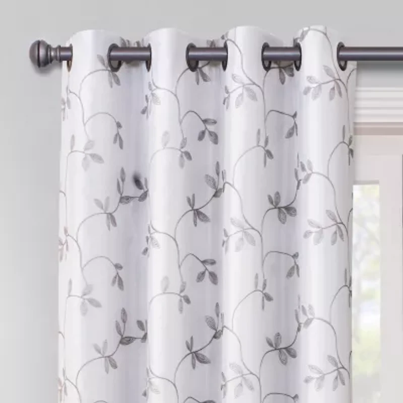 Max Blackout Mystique Grommet Top Embroidered 100% Single Curtain Panel
