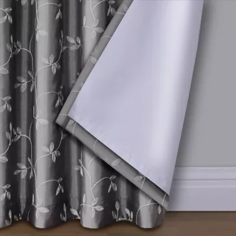 Max Blackout Mystique Grommet Top Embroidered 100% Single Curtain Panel