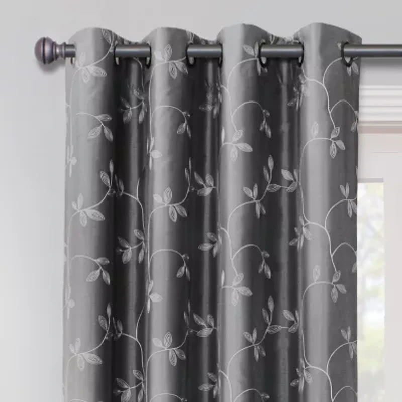Max Blackout Mystique Grommet Top Embroidered 100% Single Curtain Panel