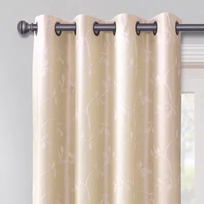Max Blackout Mystique Grommet Top Embroidered 100% Single Curtain Panel