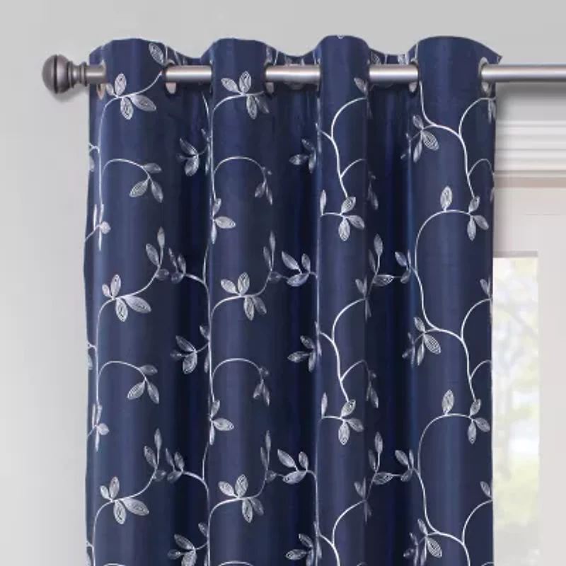 Max Blackout Mystique Grommet Top Embroidered 100% Single Curtain Panel