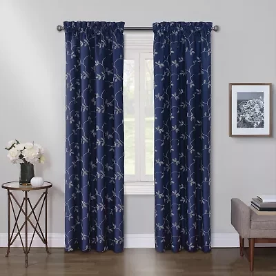 Max Blackout Mystique Rod Pocket Embroidered 100% Single Curtain Panel