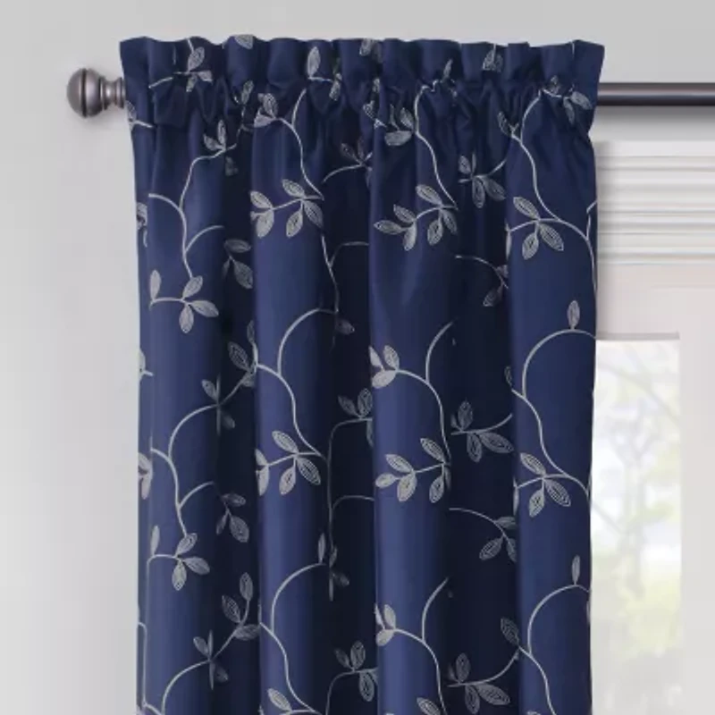 Max Blackout Mystique Rod Pocket Embroidered 100% Single Curtain Panel