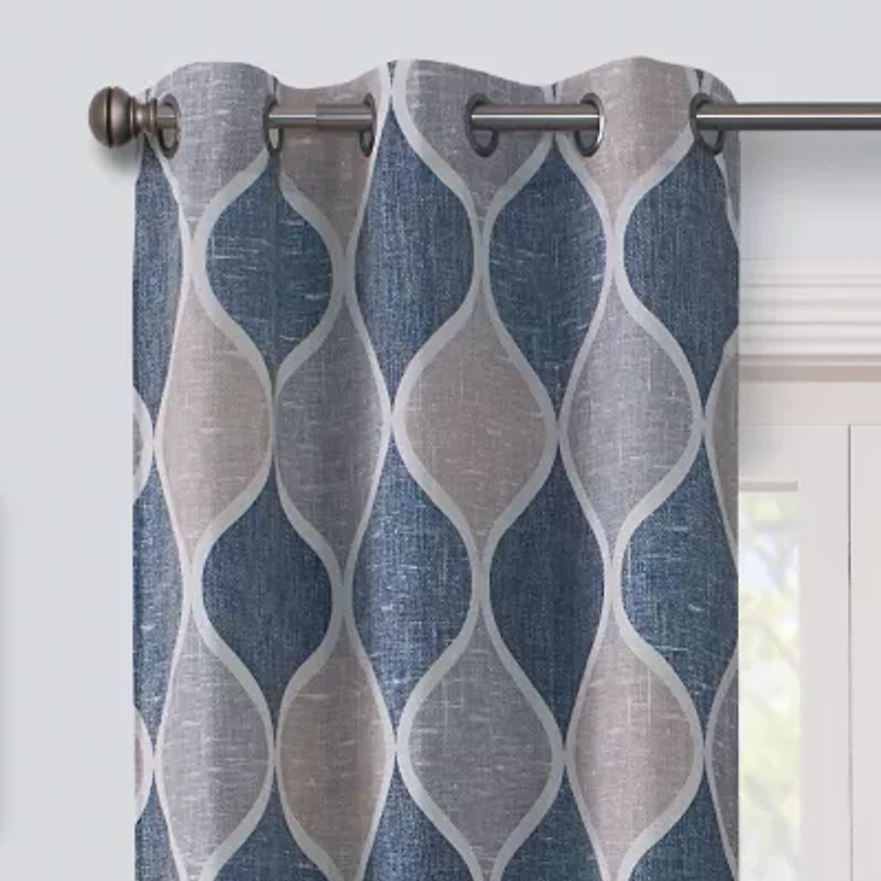 Regal Home Surfaces Ogee Grommet Top Light-Filtering Single Curtain Panel