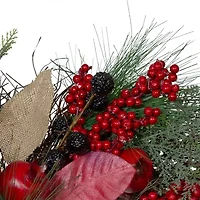 Autumn Harvest Pine  Berry and Pomegranate Wreath  24 inch  Unlit