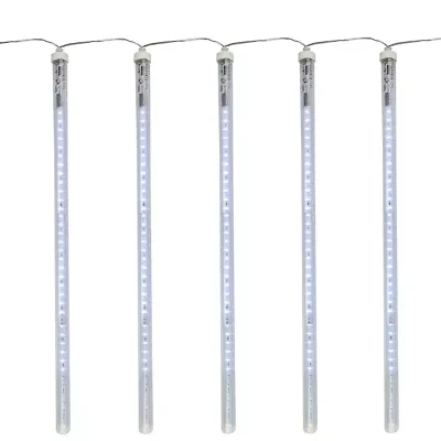 5 Transparent Dripping Icicle Snowfall Christmas Light Tubes - 13.25 ft Clear Wire
