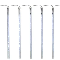 5 Transparent Dripping Icicle Snowfall Christmas Light Tubes - 13.25 ft Clear Wire