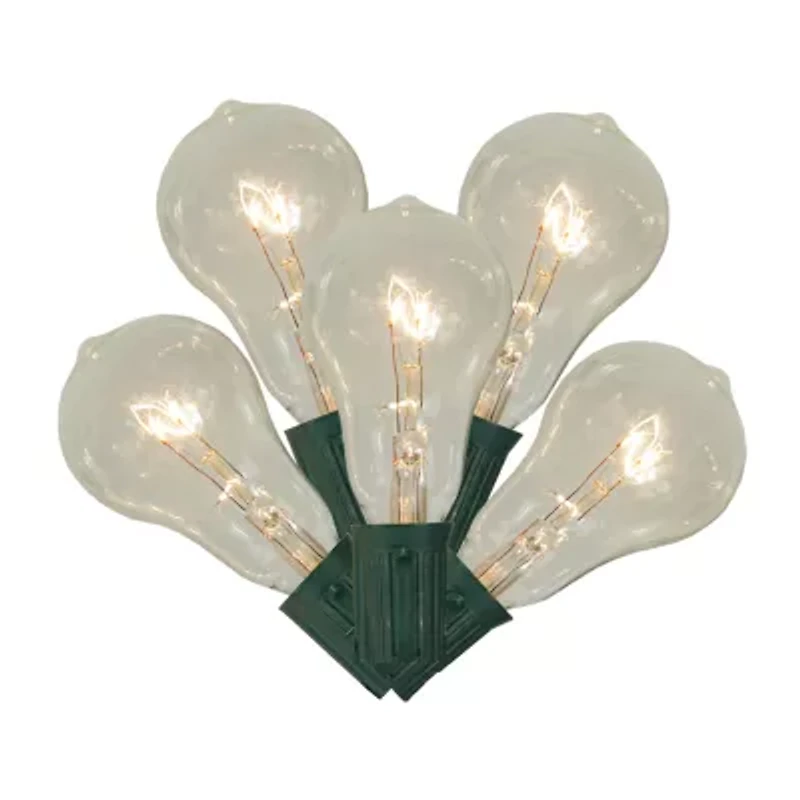 10-Count Clear Transparent PS50 Edison Style Patio Lights 9ft Green Wire