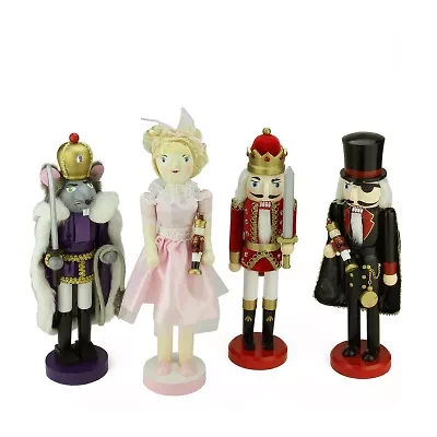 Set of 4 Decorative Wooden Nutcracker Suite Ballet Christmas Decorations