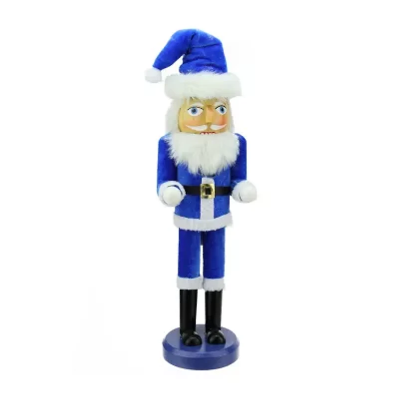 14'' Blue and White Santa Wooden Holiday Nutcracker