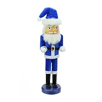 14'' Blue and White Santa Wooden Holiday Nutcracker