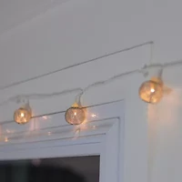 10 Battery Operated Silver Mini Patio Lights - 7.5 ft White Wire
