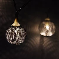 10 Battery Operated Silver Mini Patio Lights - 7.5 ft White Wire