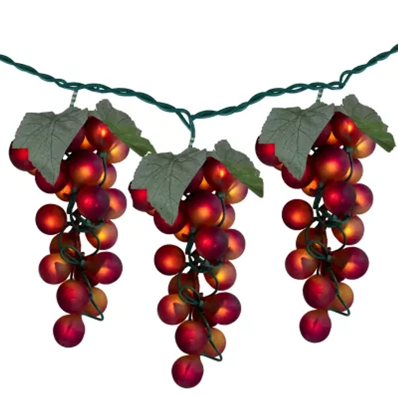 100-Count Red Winery Grape Patio Novelty Christmas Light Set  5ft Green Wire