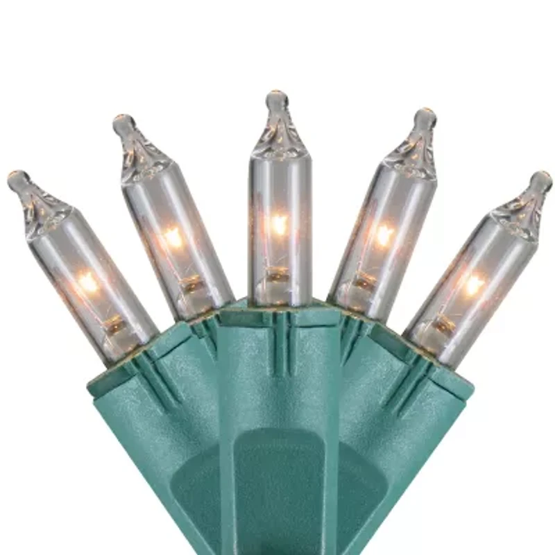 100-Count Clear Perm-O-Snap Mini Christmas Light Set 49.3ft Green Wire