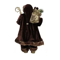 24'' Gold and Brown Standing Santa Claus Christmas Figurine with Staff