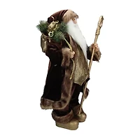 24'' Gold and Brown Standing Santa Claus Christmas Figurine with Staff